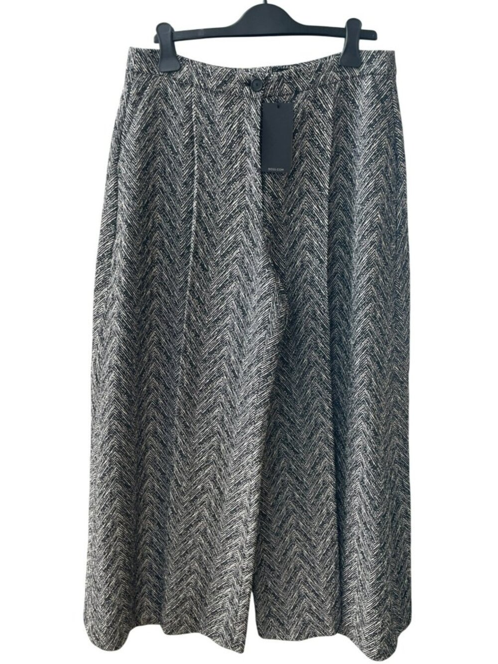 Hugo Boss Jiarna Wide-Leg Dress Pants Black & White Chevron Wmn's Sz 12 NEW